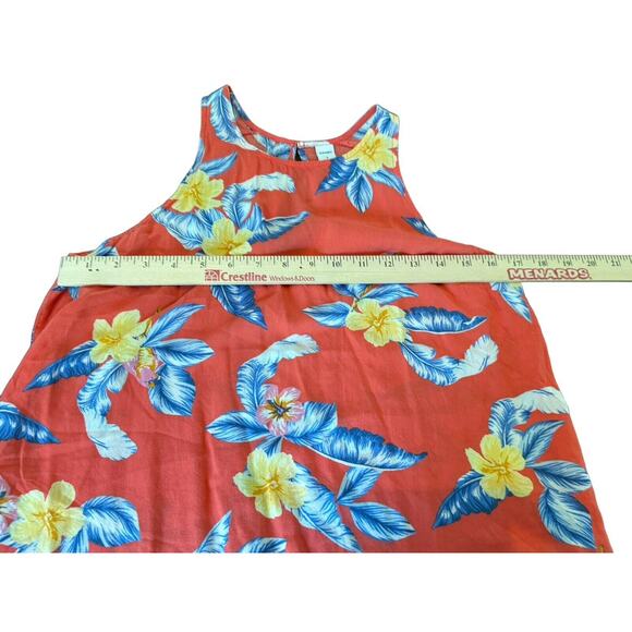 Old Navy Tank Top Small Hawaiian Floral Leaves Keyhole Summer Beach Lake House - Picture 6 of 8